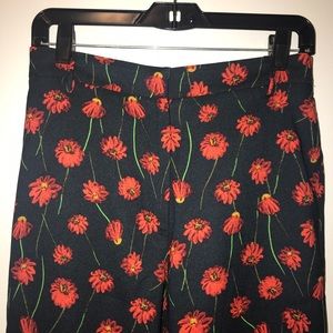 H&M red floral palazzo wide leg trouser pant